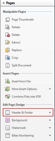 insert page numbers in pdf adobe