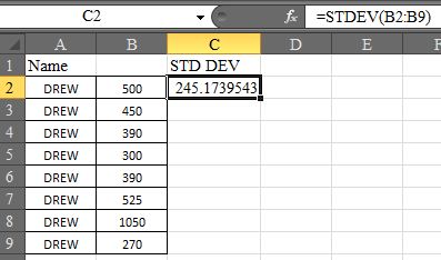 Solved: Standard Deviation Excel | Experts Exchange