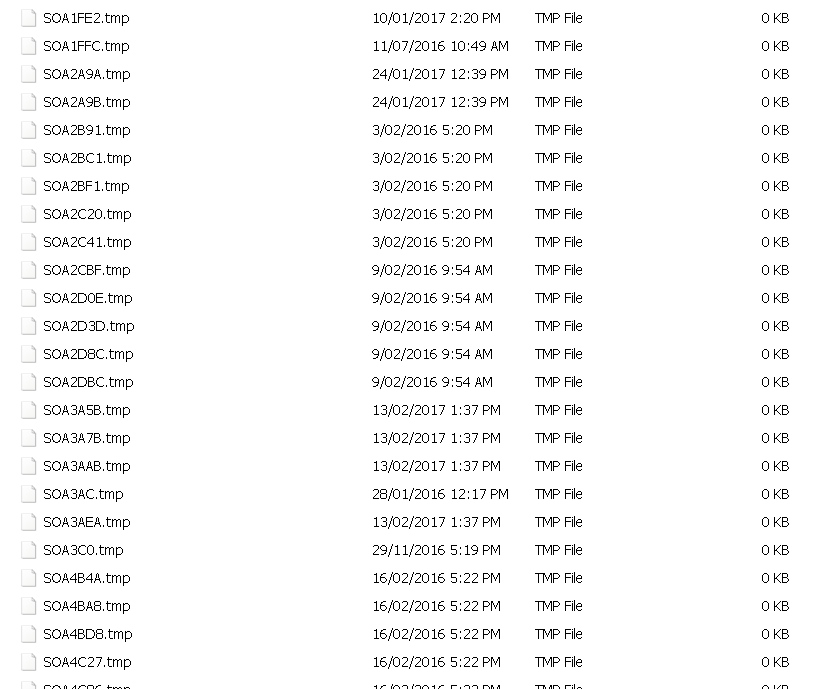 Solved: SOA*.tmp files | Experts Exchange