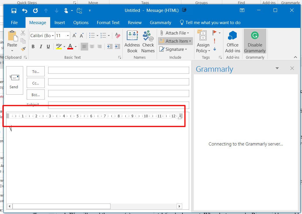 how to display ruler in outlook