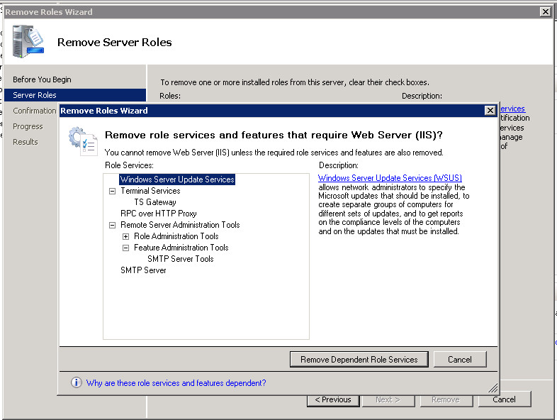 Ошибка при установке wsus на windows server 2008 r2