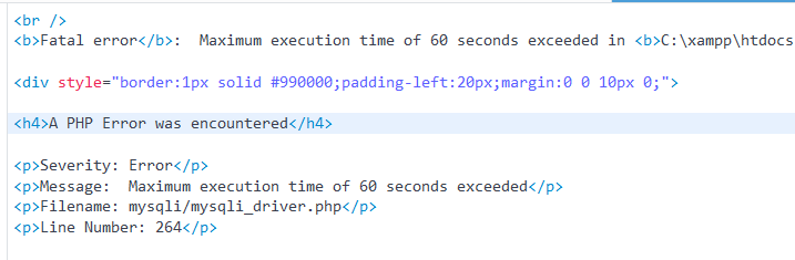 Solved: If set_time_limit parameter in PHP.INI is changed to 300s f.e ...