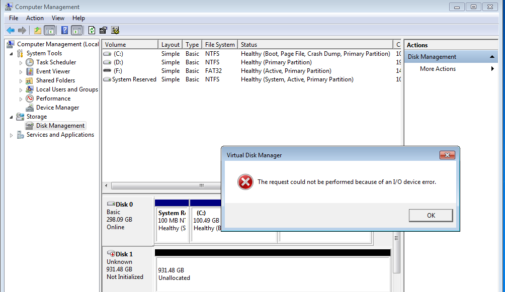Ошибка ввода вывода диска SSD. Инициализация диска ошибка ввода. 1117 Device i/o Error. Ошибка ввода вывода на внешнем жестком диске. Usb device error