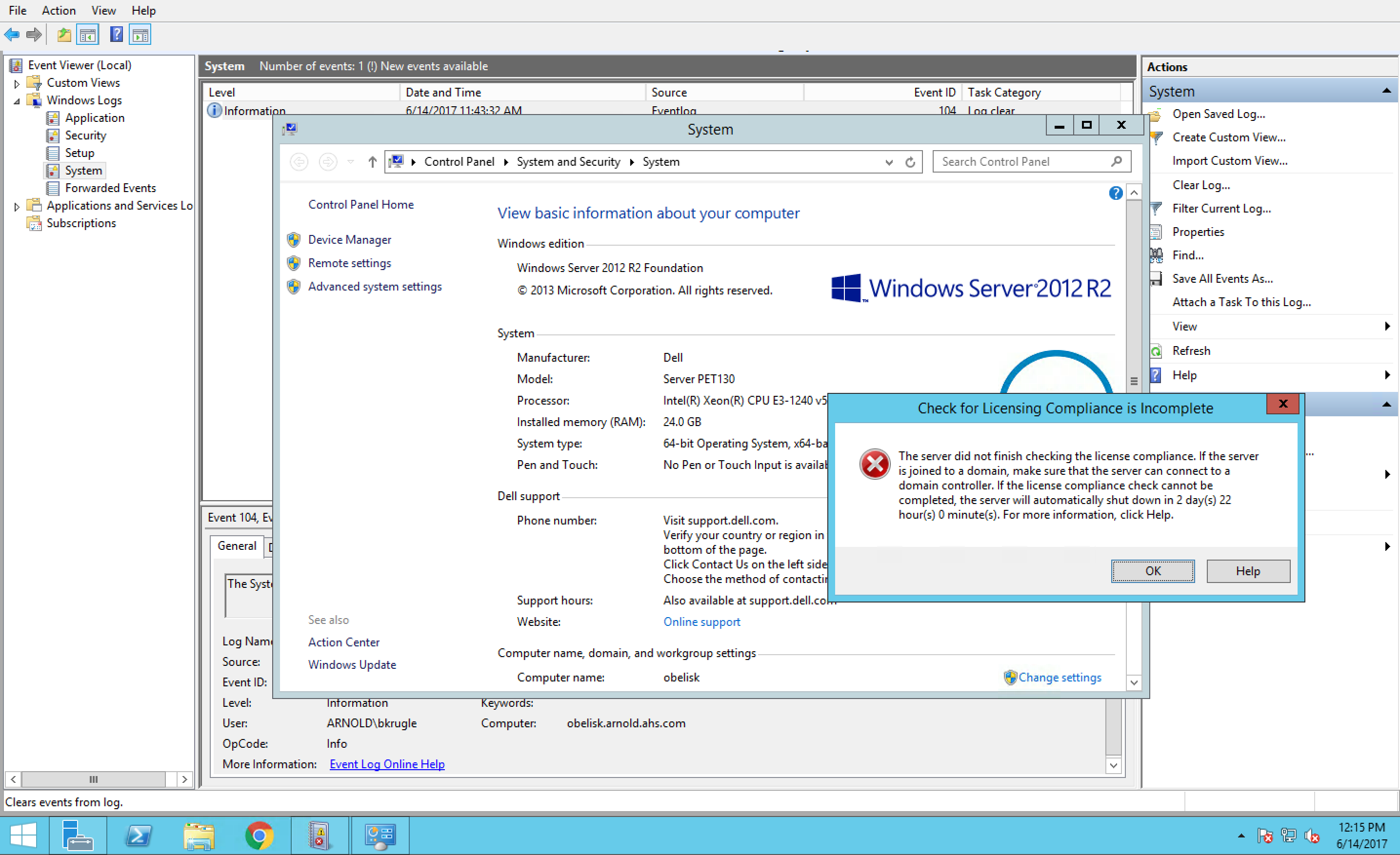 Windows Server 2012 R2 Foundation Check For Licensing Compliance