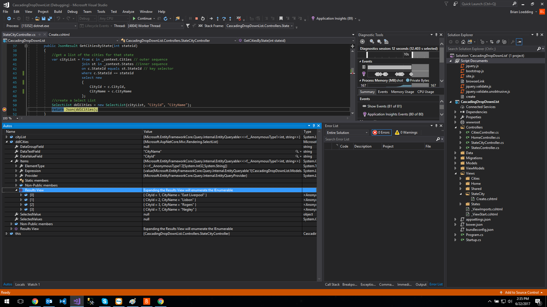 Solved: Cascade DropDownList using ASP.NET Core MVC | Experts Exchange
