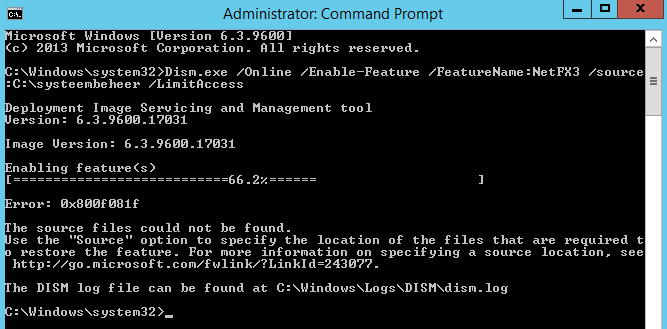 Solved: Cant install .net framework 3.5 on 2012r2 | Experts Exchange