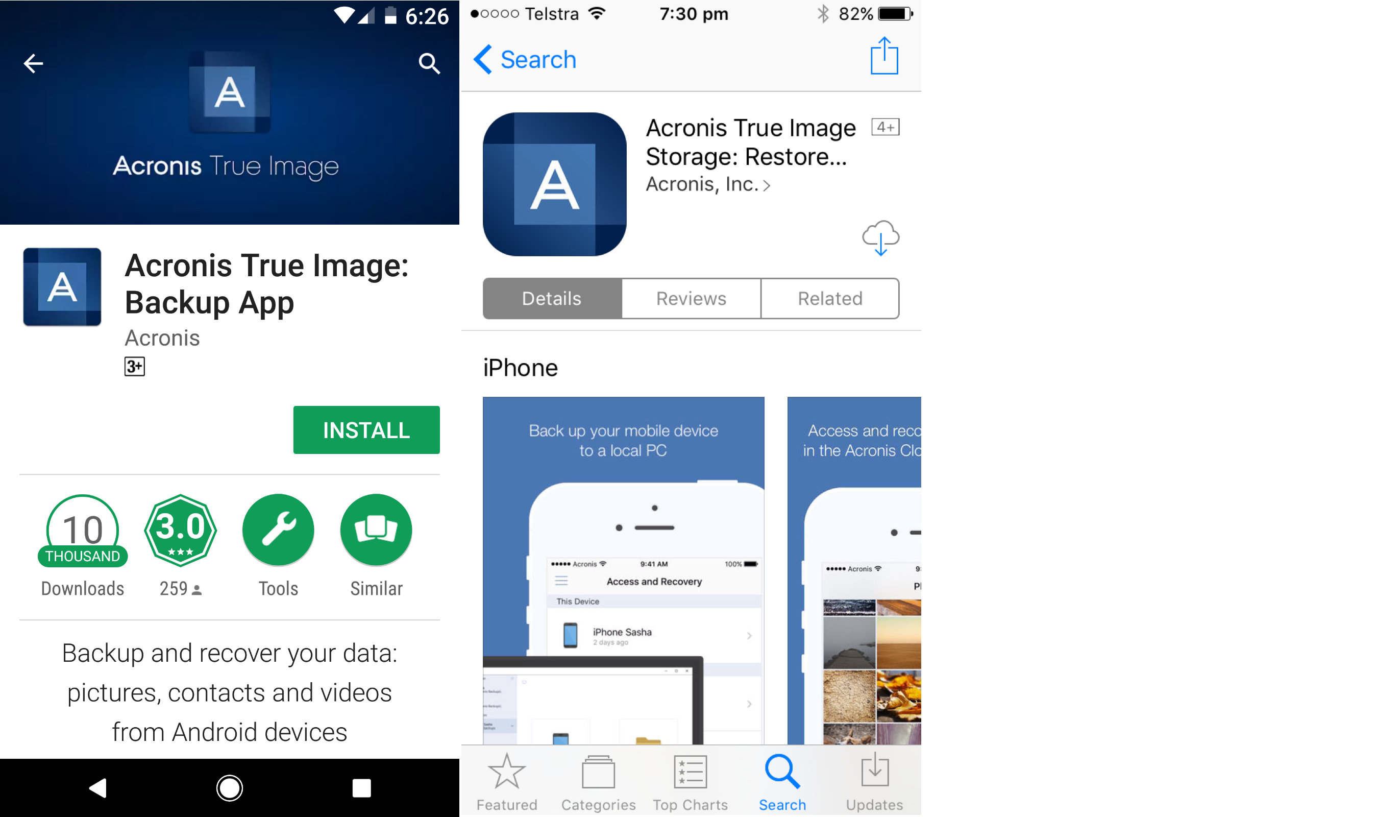 Download Acronis True Image app Android and iPhone