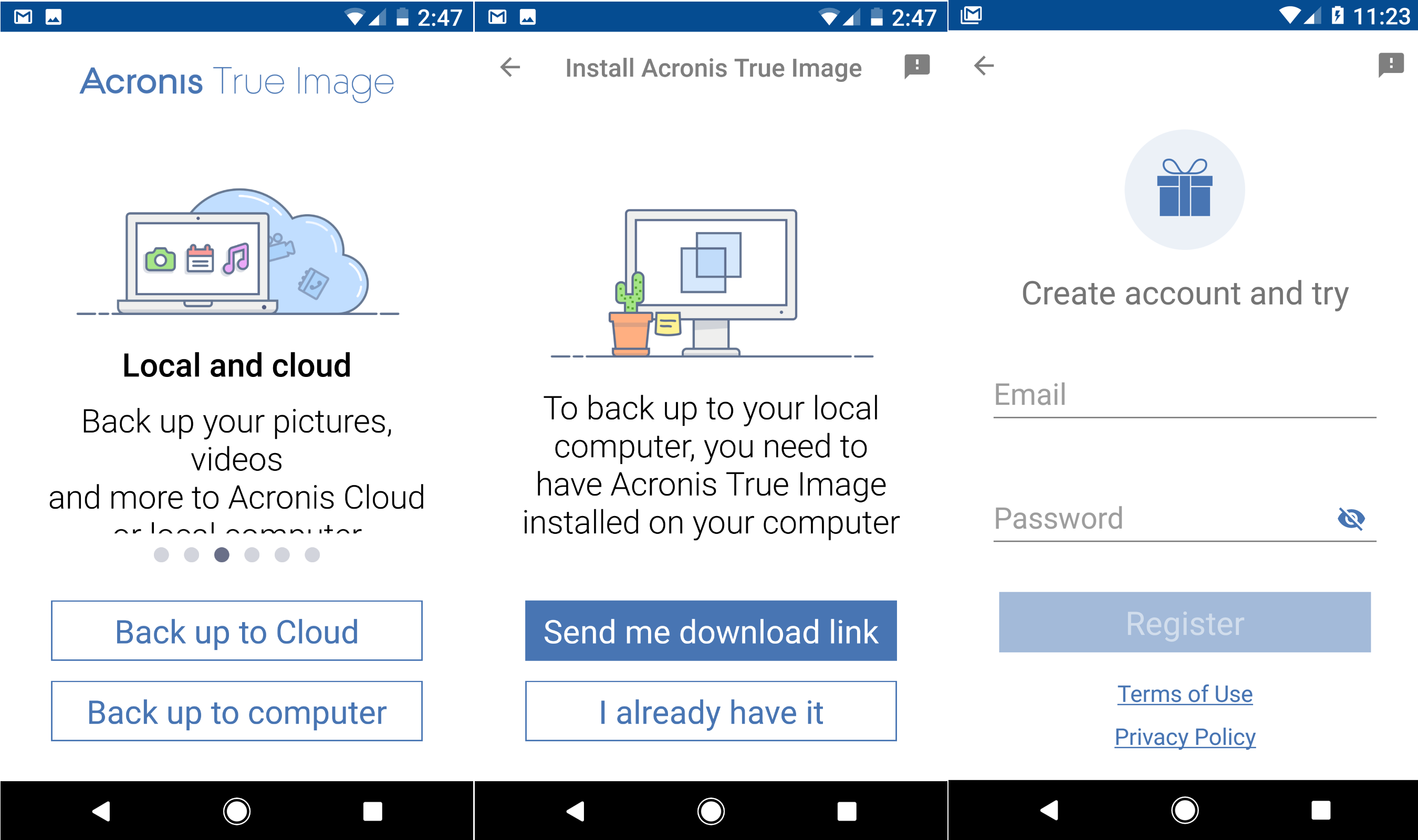 Install Acronis True Image app Android and iPhone