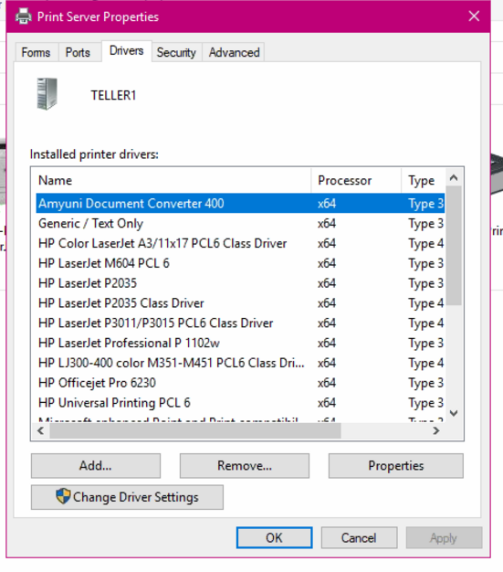 generic text only printer driver windows 10