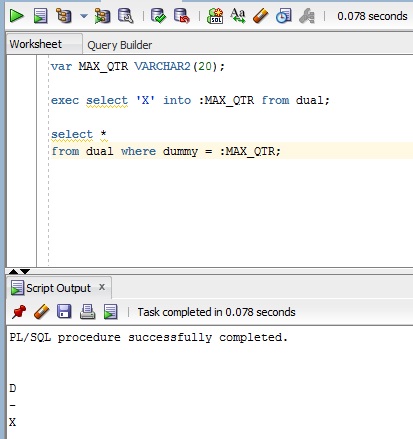 oracle sql variable developer declare use experts exchange query select