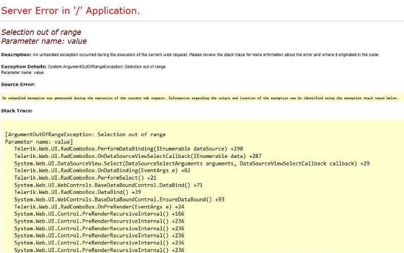 Solved Selection OUT of Range Exception