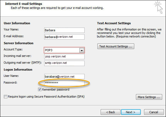 outlook email settings