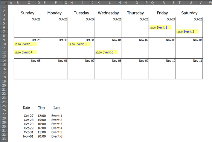 Solved Auto Populate Linear Calendar From Block Calendar In Excel Experts Exchange