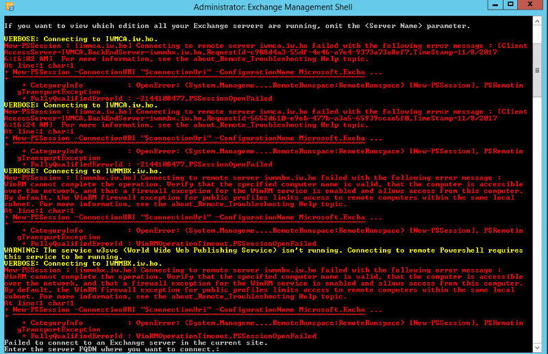 Error when starting exchange management shell on CAS Server