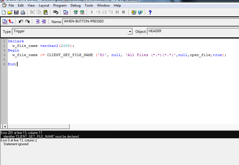 Solved: oracle forms, open dialog box | Experts Exchange