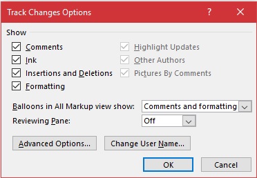 how to show author in track changes for word 2016 for mac