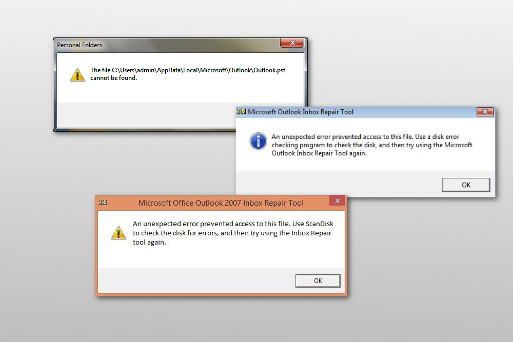 un errore imprevisto ha impedito un facile accesso a questo file in Outlook