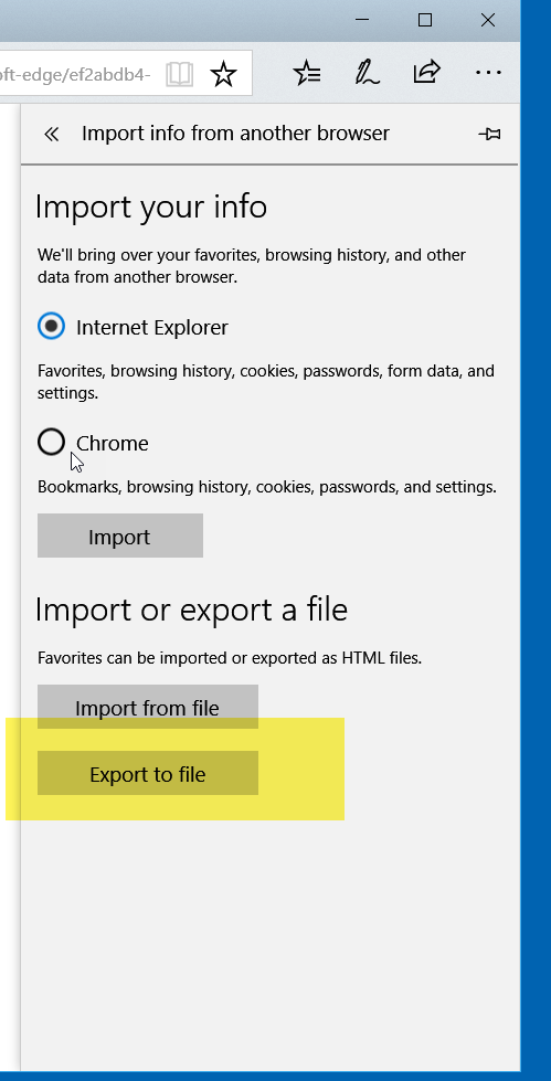 Solved: How to export bookmarks in Microsoft Edge with no ...