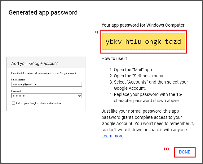 adding gmail to outlook enter password loop