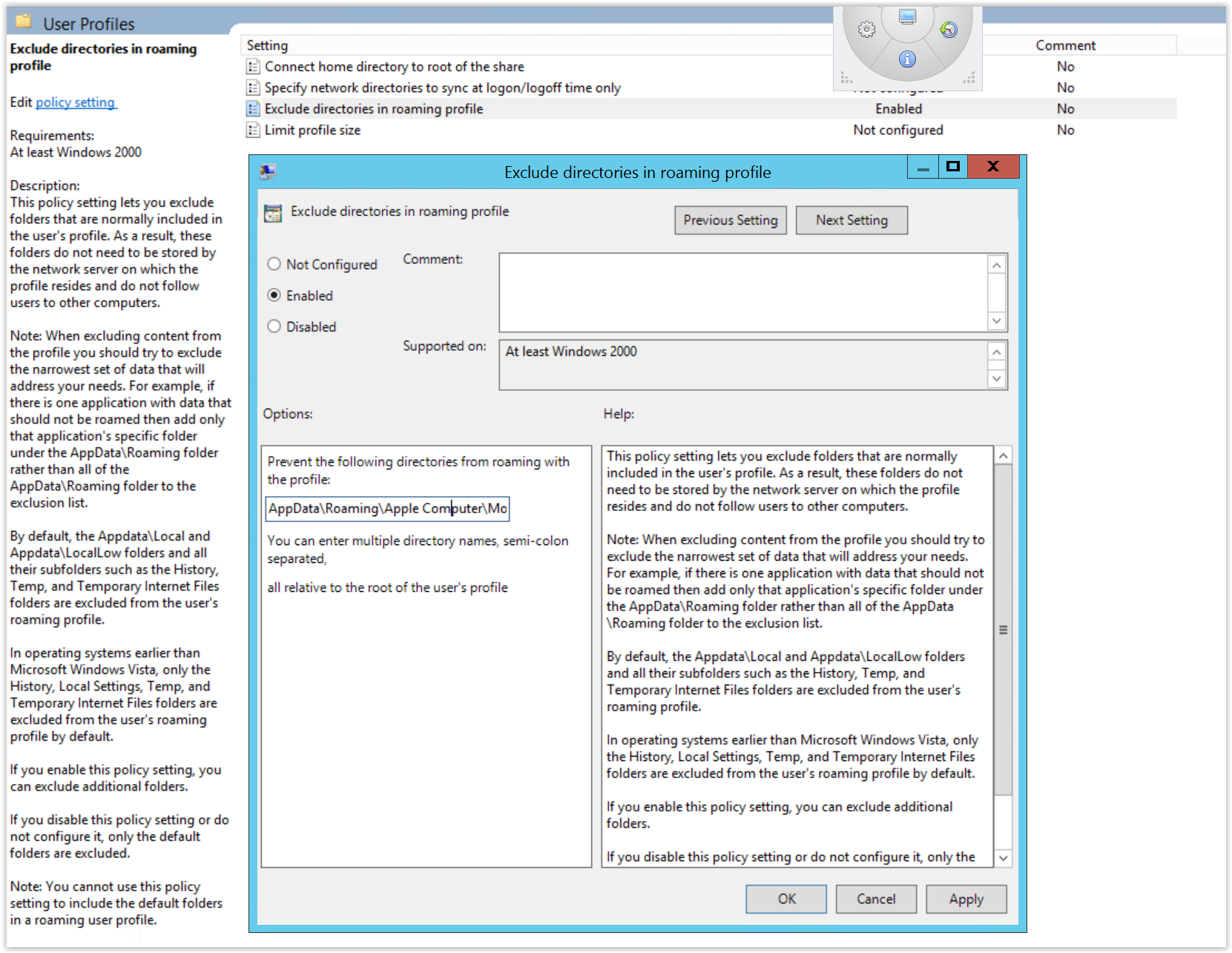 Exclude Directories In Roaming Profile Gpo Not Working Windows 10 Enterprise Experts Exchange