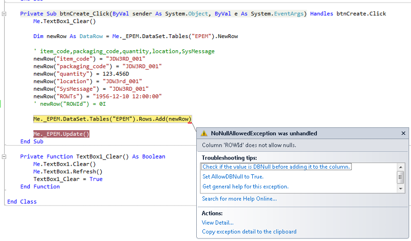 Solved: Error from SQLDataAdapter.Update() when trying to add a new row ...