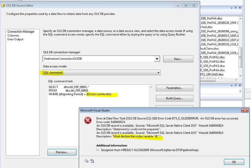 Solved: How can SSIS prompt user to get just 1 month of data from a SQL ...