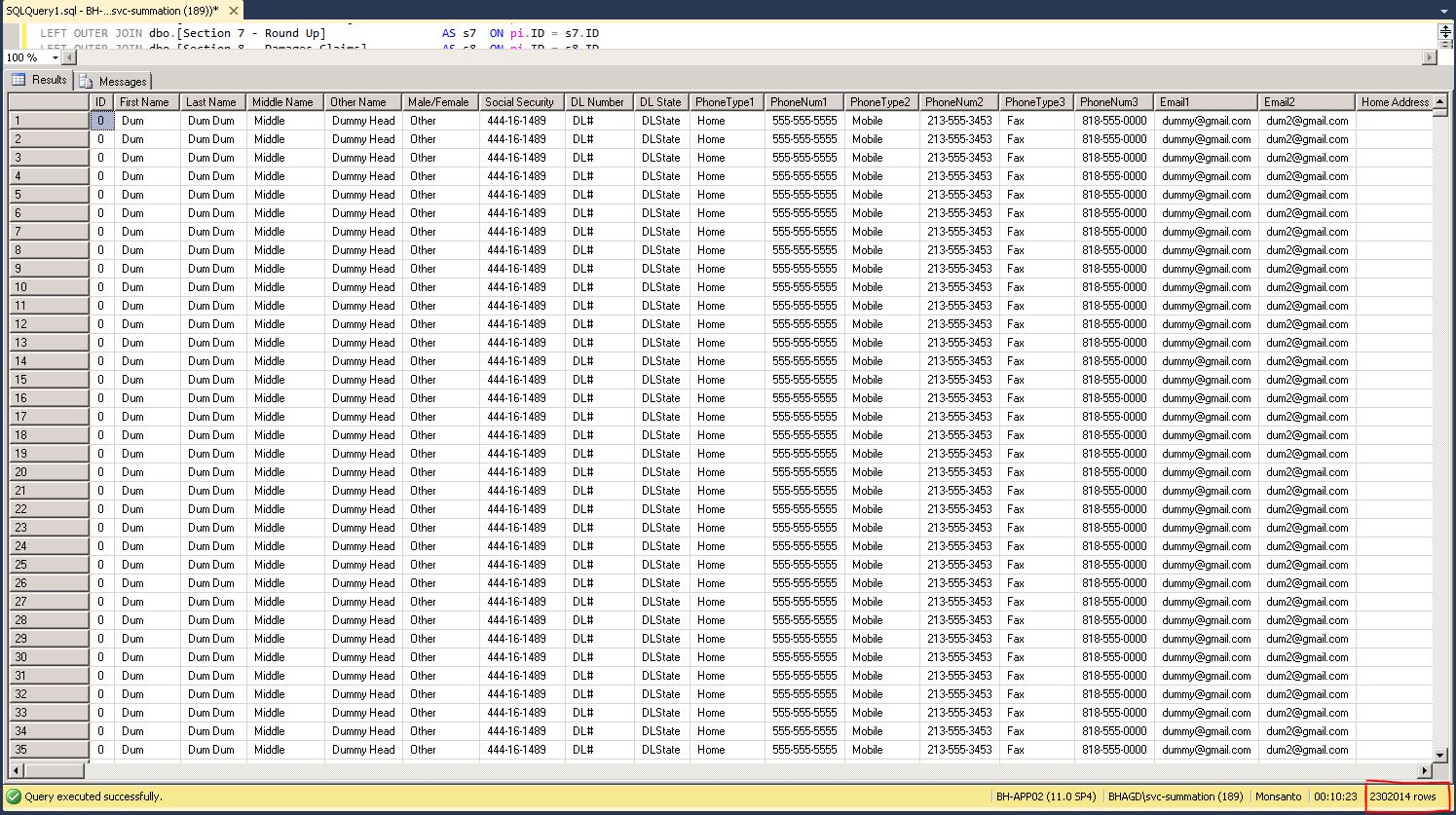 2012 SQL Server VIEW Syntax producing 500k results!! Should see about ...