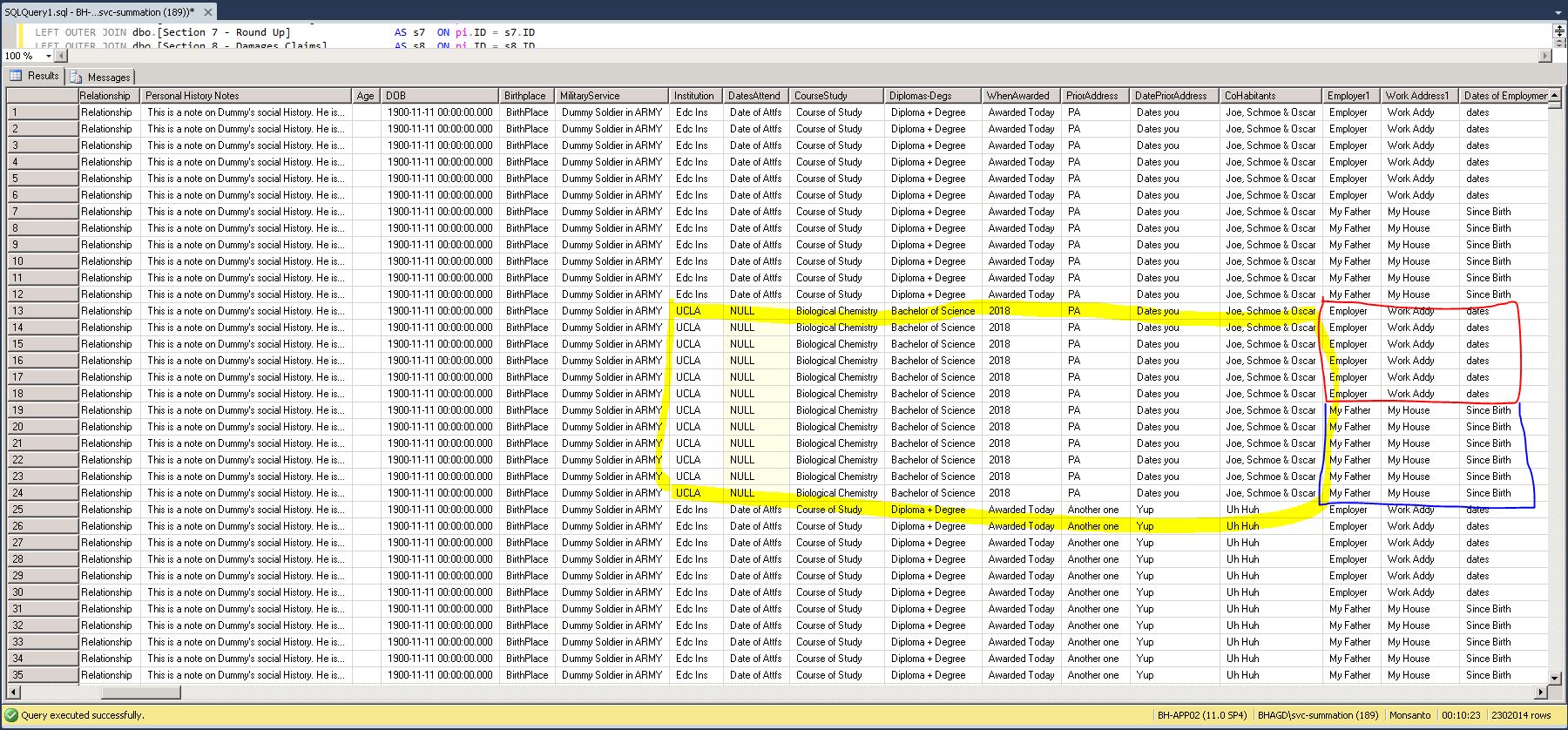 2012 SQL Server VIEW Syntax producing 500k results!! Should see about ...
