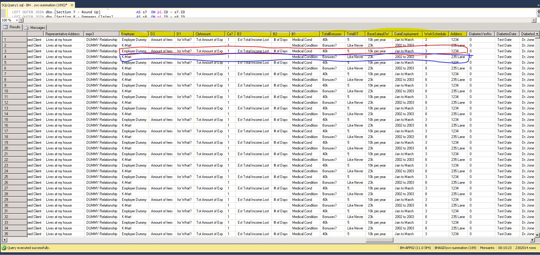 2012 SQL Server VIEW Syntax producing 500k results!! Should see about ...