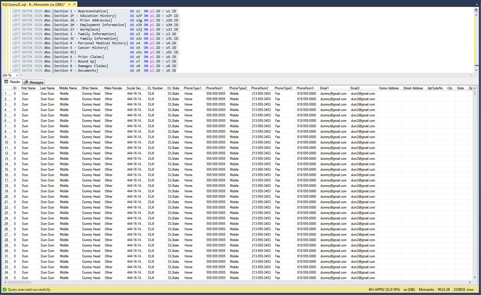 2012 SQL Server VIEW Syntax producing 500k results!! Should see about ...