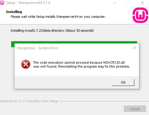 msvcr120.dll is missing wamp