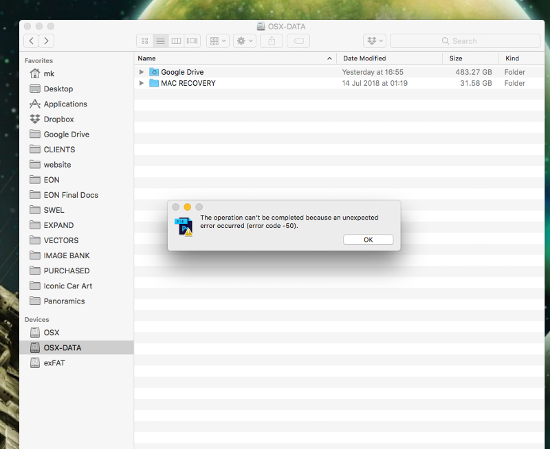 Solved: The operation can't be completed because an unexpected error ...