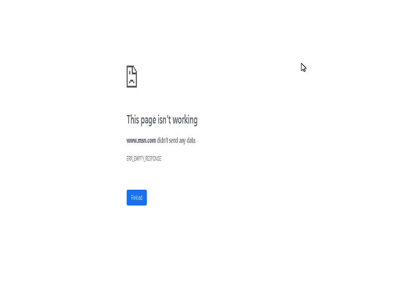 Page not working screen