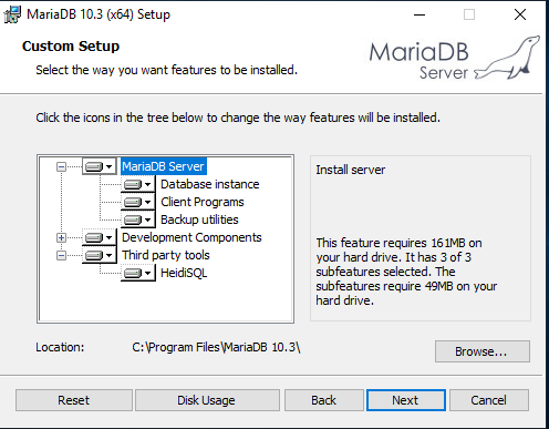 Mariadb install