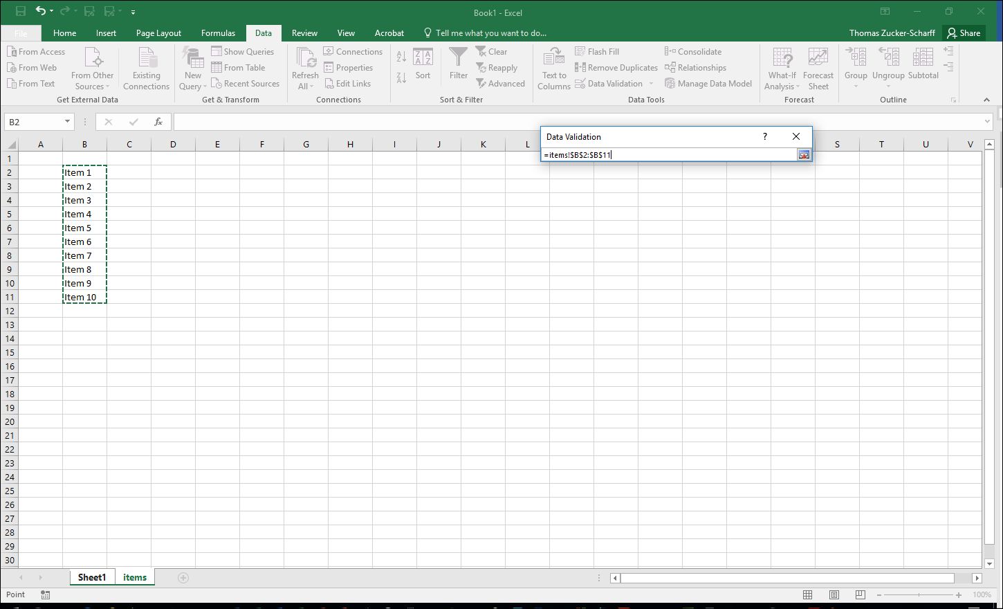 how to add a drop down menu in excel 2016