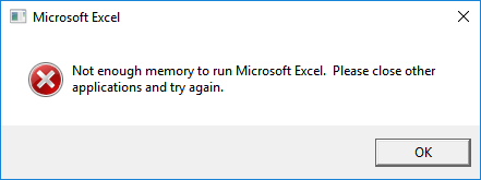 microsoft excel not enough memory error message