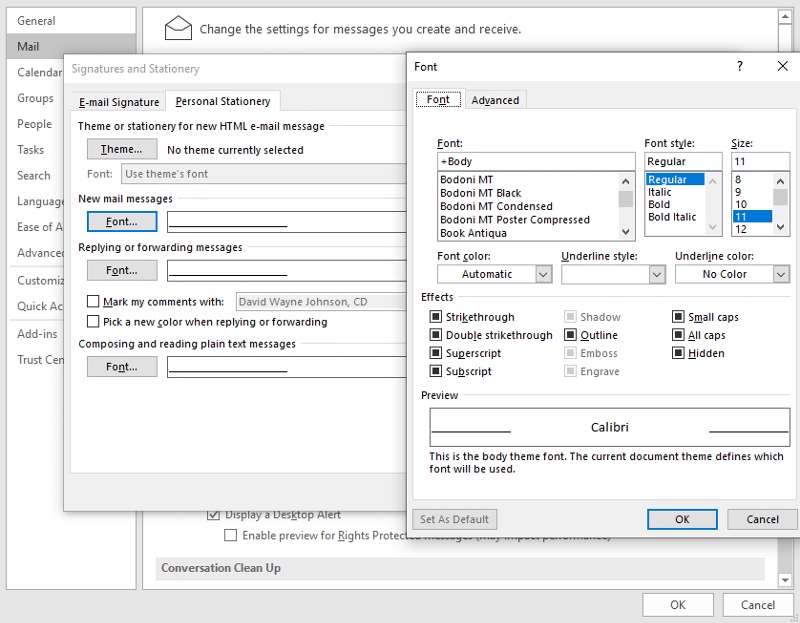 Solved: when I copy and paste int outlook email it pastes in calibri ...