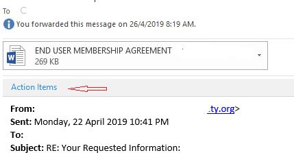 action item in outlook email