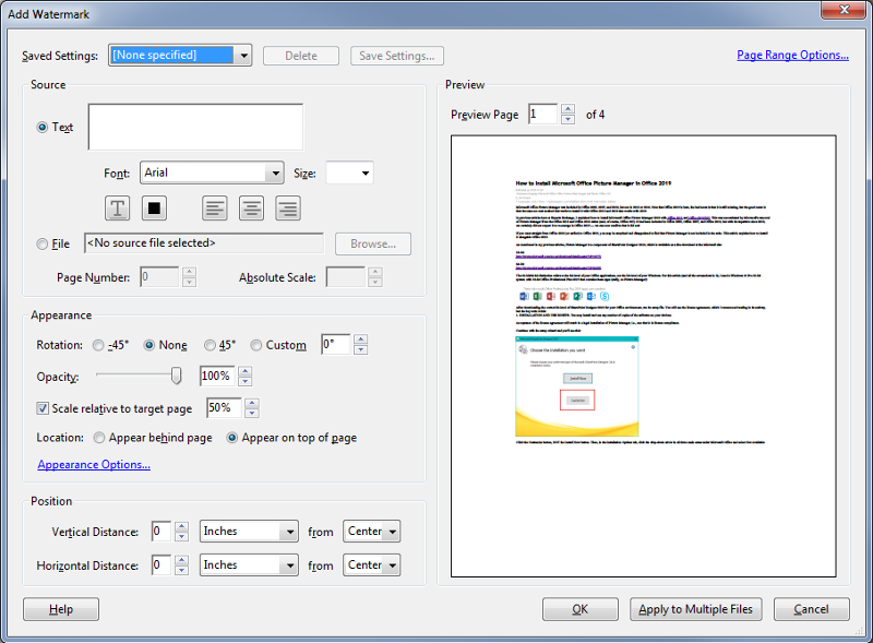 Step3 - Add Watermark dialog