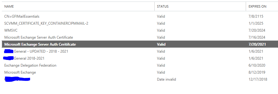 microsoft exchange server auth certificate auto renewal