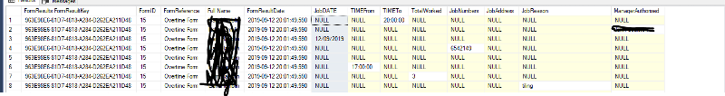 Screenshot showing SQL with a row for each value.