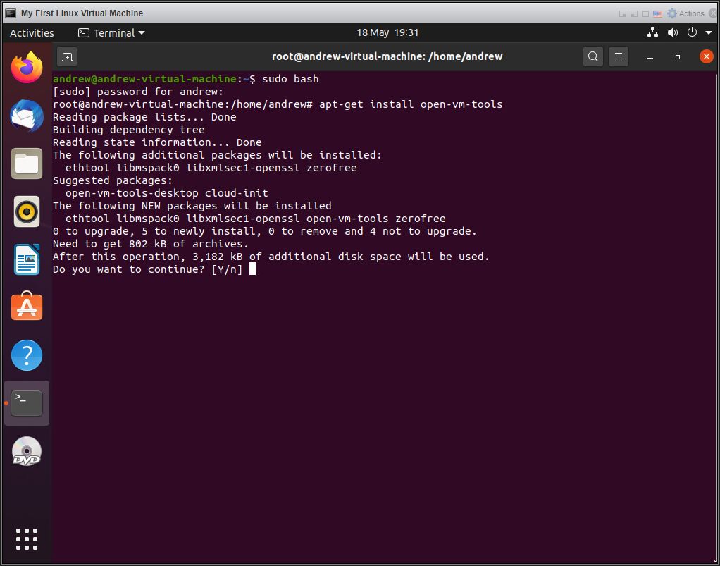 ubuntu install open vm tools