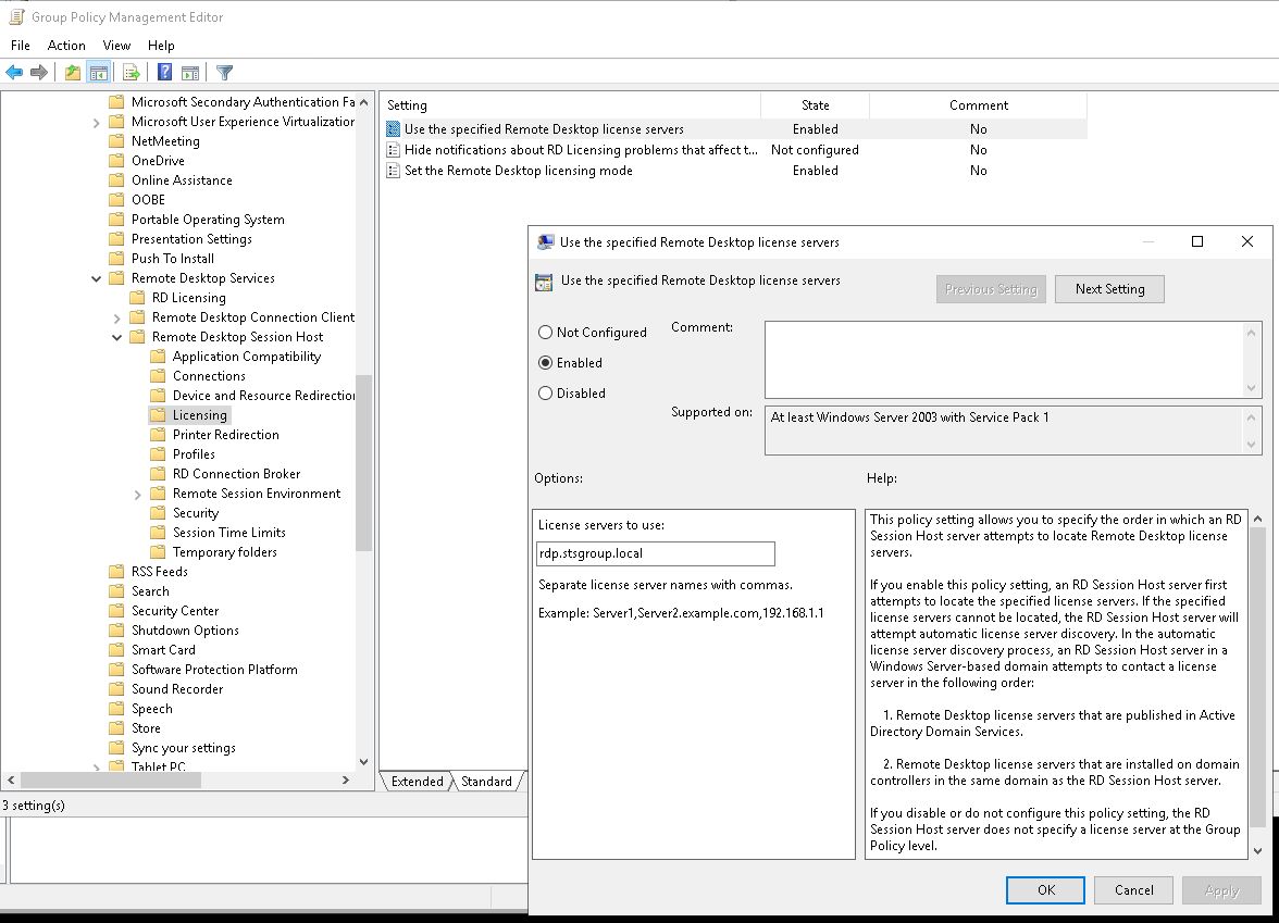 Solved Problem login to RDP server, user get "The remote session was