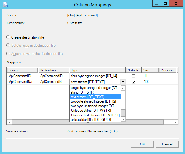 Solved: DT_NTEXT export error with SQL Server SSMS | Experts Exchange