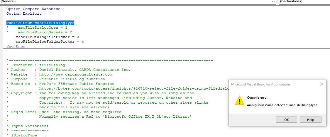 Solved: VBA for using the Windows File Dialog | Experts Exchange