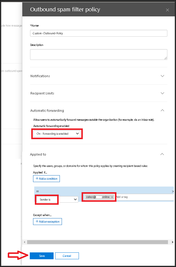 Forward emails to external address in Exchange Online | Experts Exchange