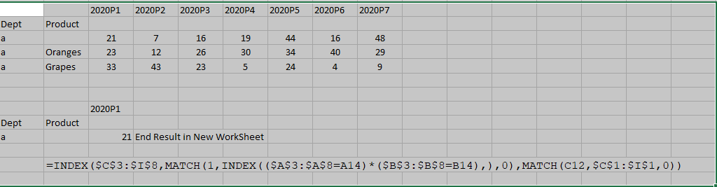 Index Match Two Criteria Array