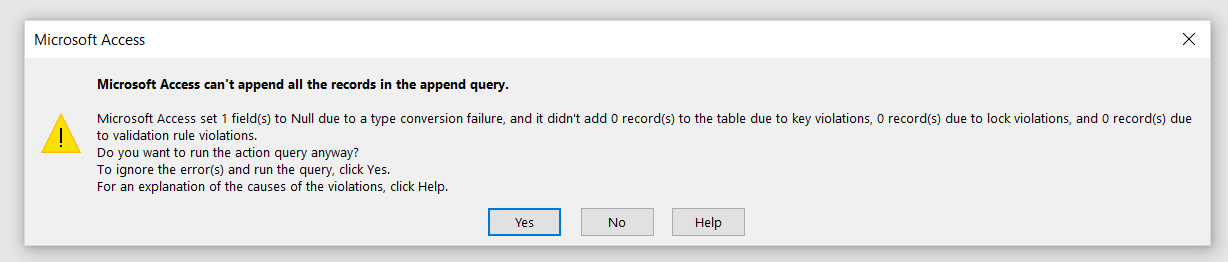 Solved: Access Error with Insert Statement | Experts Exchange
