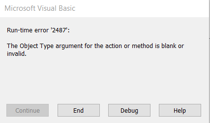 access vba on error show message