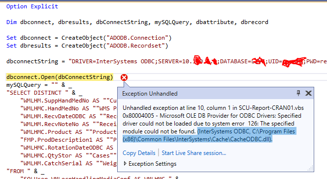 Solved: Trying to run vbscript in MS Studio 2019 | Experts Exchange